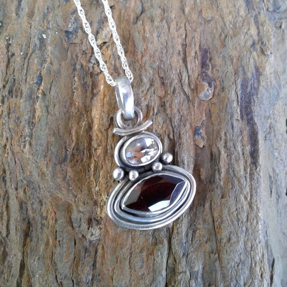 Sterling Silver Garnet Gemstone Necklace